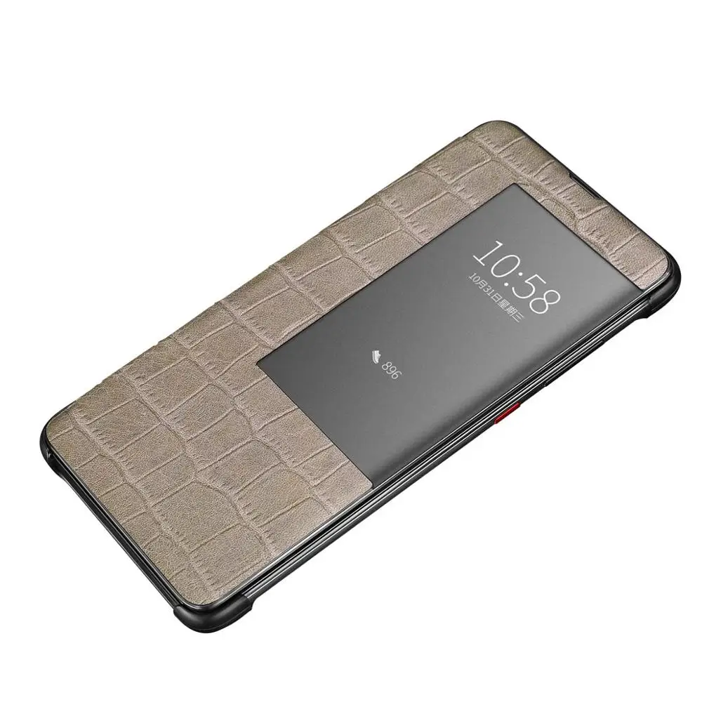 Чехол из коровьей кожи с крокодиловым узором для huawei mate 10 20 Pro mate 20 Lite P20 Pro, флип-чехол, кошелек, чехол для телефона, чехол с умным окошком - Цвет: Gray