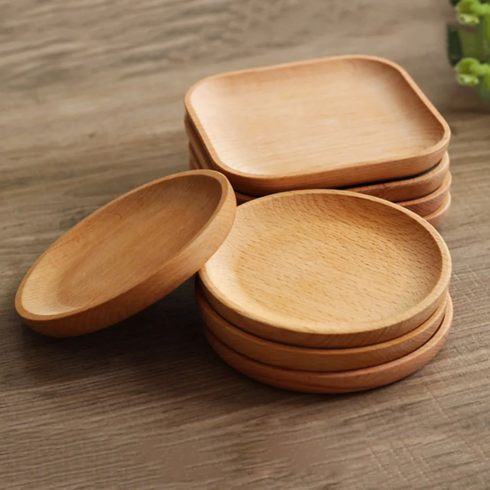 

Dinnerware Tableware Round / Square Wood Cake Dishes Home/ Hotel/School Dessert Serving Tray Wood Sushi Plate
