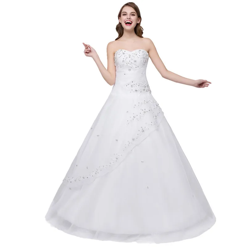 

In Stock Sweetheart cheap wedding dresses made in china Embroidered wedding gown Beaded Lace Up vintage wedding dress