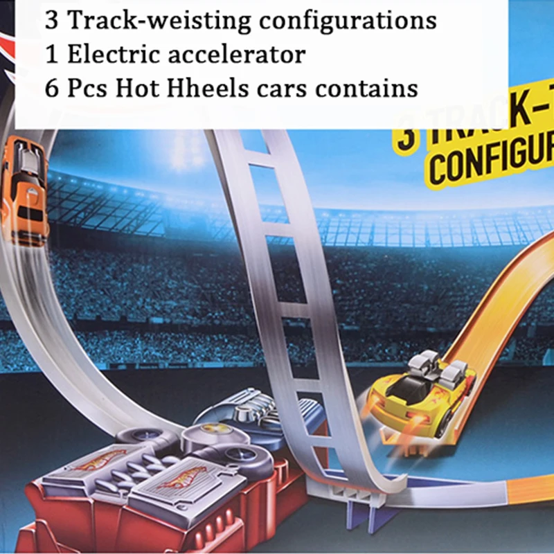 

Hot Wheels Electric Round race track Plastic Metal Miniatures Car Railway brinquedo Educativo Hotwheels Toys For Children X2586
