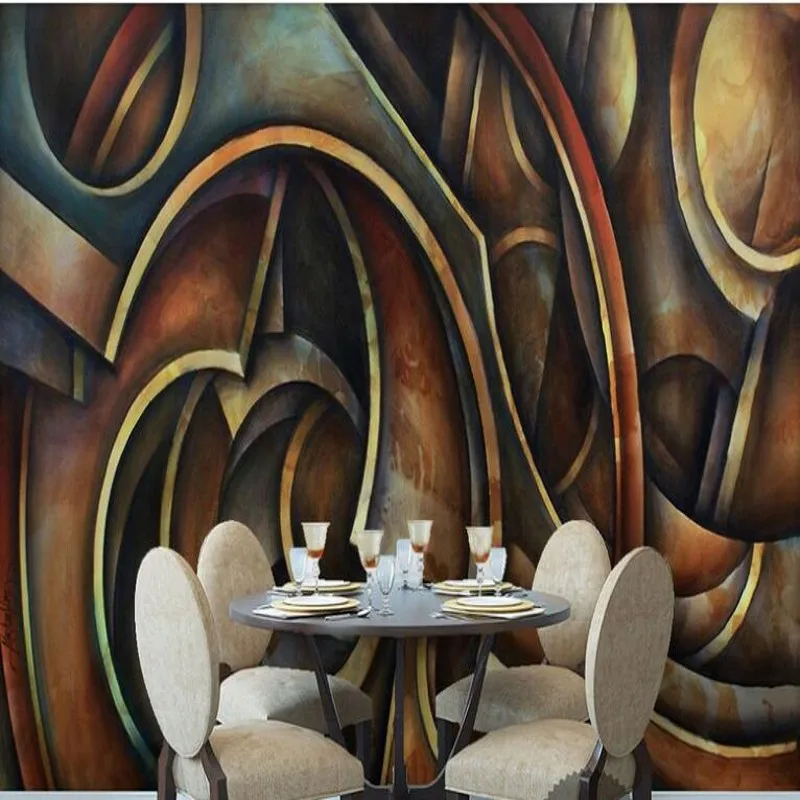 beibehang made large frescoes retro do old gray metallic texture dynamic lines color blocks abstract background wall wallpaper |