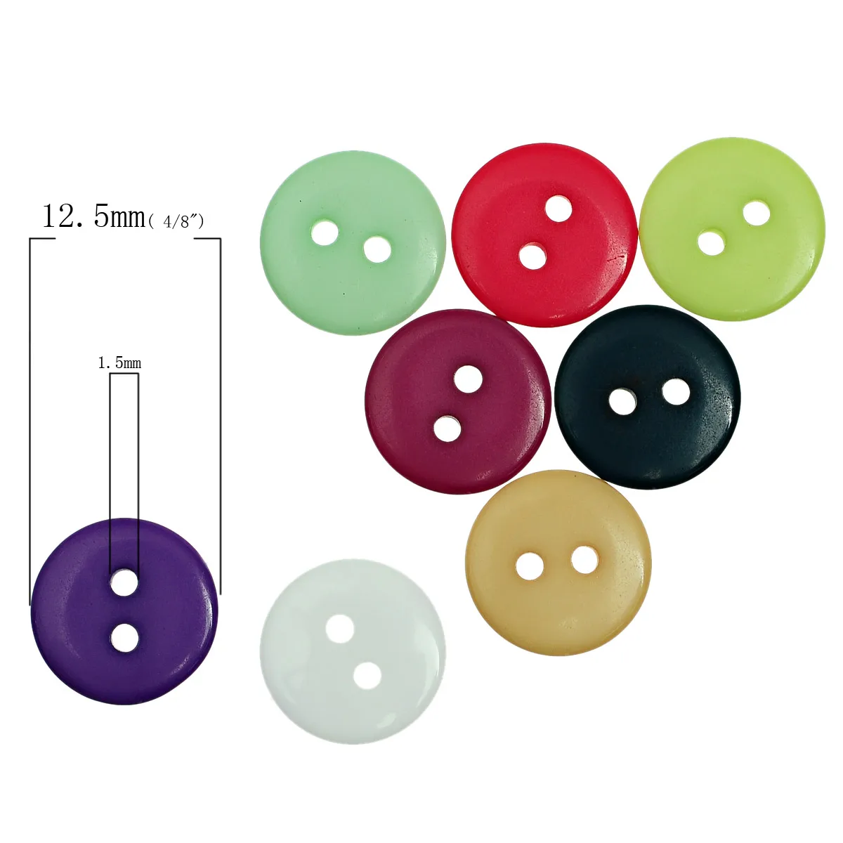 Resin Sewing Buttons Scrapbooking Round 2 Holes Mixed 12.5mm( 4/8&quot) 200PCs new | Дом и сад