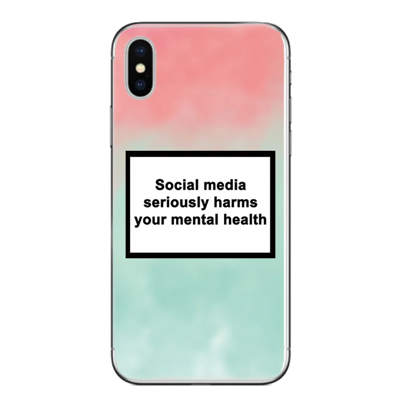 Soft TPU Back Cover Coque Social Media Seriously Harms Your Mental Phone Case For Apple Iphone 5S SE X 6S 7 8 plus XR XS MAX |