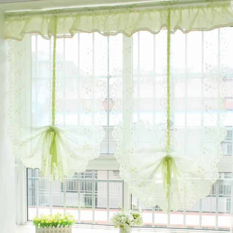 Бесплатная доставка! 1 Панель зеленого цвета с двойным кружевом Шторы топ