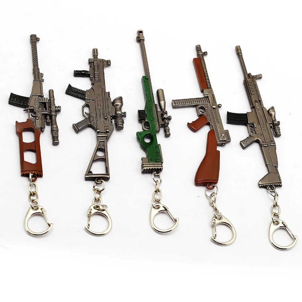 10 стилей Playerunknown's Battlegrounds брелок AKM M16A4 детское игрушечное ружье PUBG брелок 12 см металлический автомобильный брелок ювелирные изделия