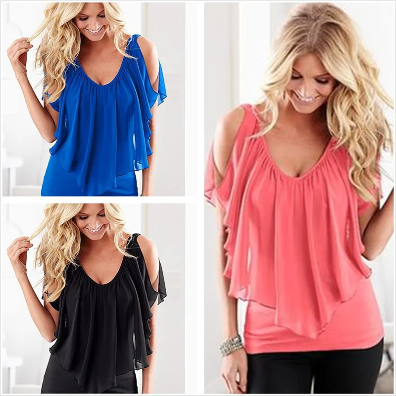 

Женская футболка с кружевными плечами, летняя хлопковая Футболка 2019 цветов, с рукавами «летучая мышь» и скошенным воротником, размера плюс