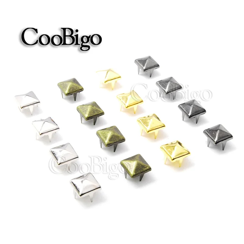 100 шт. 8 мм квадратные пирамиды штифты заклепки четыре когтя металлические для