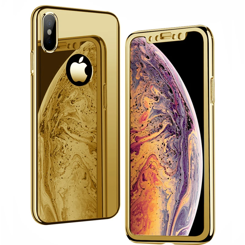 YonLinTan i Coque чехол для Apple iphone X XR iphone XS Max на зеркале 360 защитная задняя крышка с логотипом чехлы с закаленным стеклом