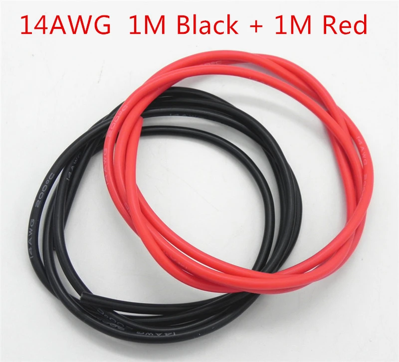 20 компл./лот 14/20/22AWG 1 м черный + красный Силиконовый провод/силикагелевый