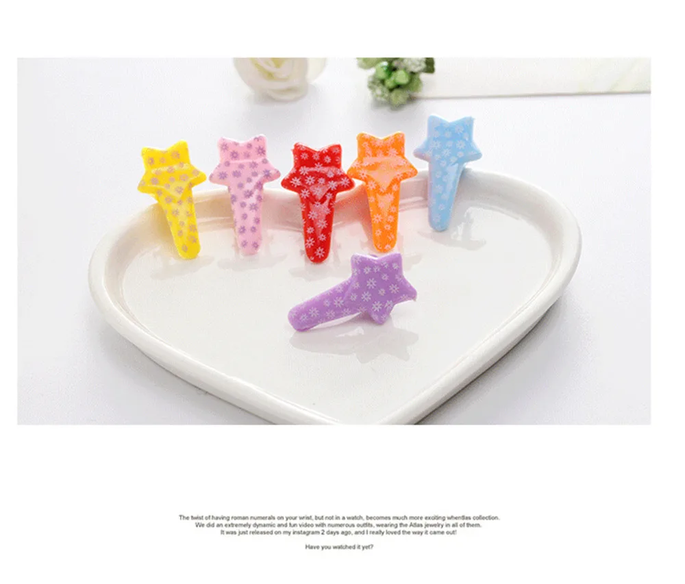 6 шт./лот Пять Звезда Форма Заколки Дети Точка Аксессуары Для Волос Принцесса Моды