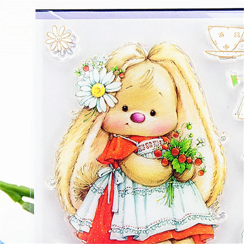 PANFELOU фартуки медведь девушка прозрачный силиконовый штамп/печать DIY
