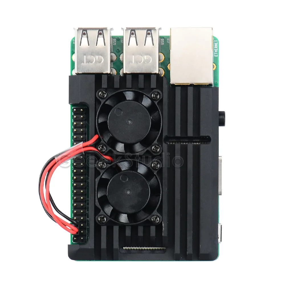 Новинка! Raspberry CNC алюминиевый сплав Броня чехол с охлаждающим радиатором двойной вентилятор для Raspberry Pi 3 Model B/Pi 3 B+(плюс