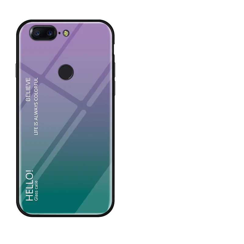 Gradient Purple Чехол для OnePlus 5 5 T, роскошный, градиентный, твердый, закаленное стекло, силиконовая рамка, задняя крышка для One Plus 5T 5 1+ 5 T, Coque Fundas Shell - Цвет: Gradient Purple