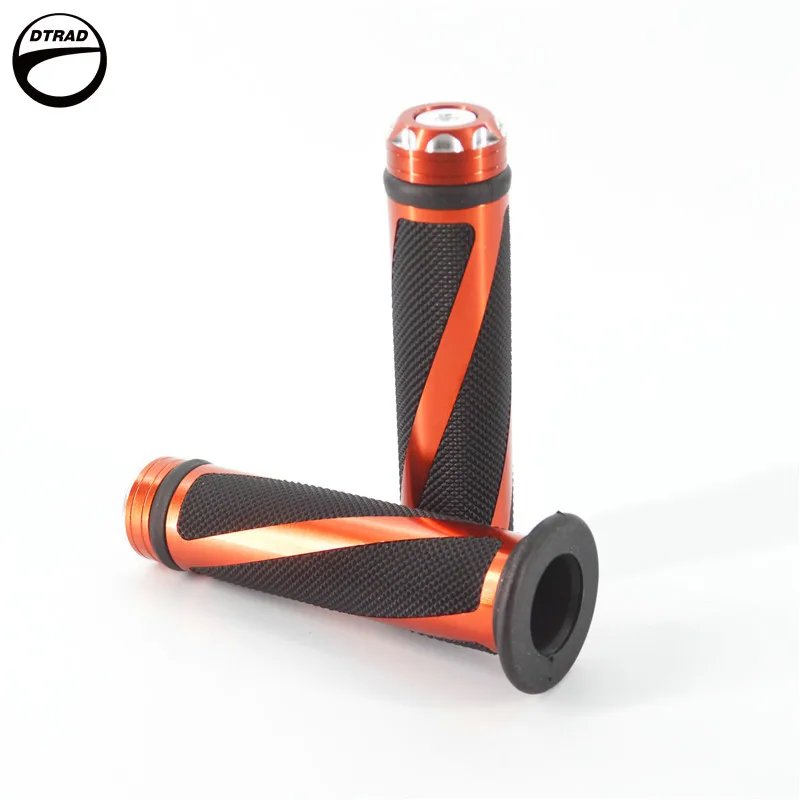 Universal 7/8" 22mm Motorcycle Handlebar Grips motocross CNC Aluminum& Rubber GEL Handle Bar Grips - Цвет: ORANGE