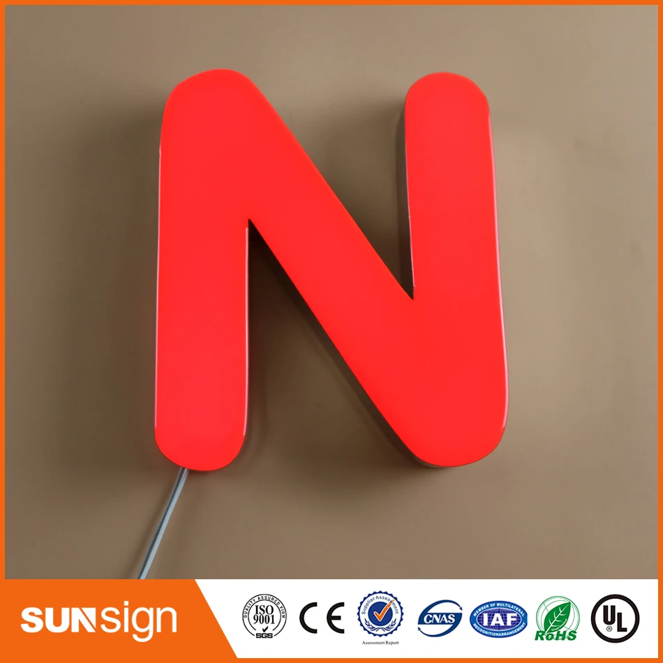 Face lit epoxy resin LED channel letter sign mini metal letter