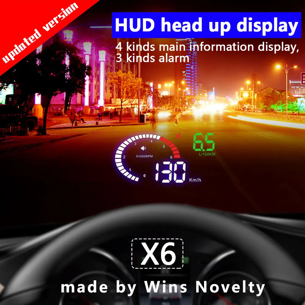 

X6 Car HUD Head-Up Display OBD 2 GPS Digital Car Speedometer Alarm Speed Projector Warning Auto HUD OBD2 Display