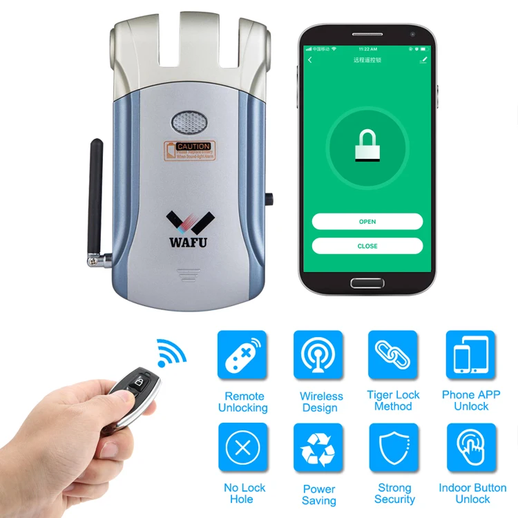 WAFU 018W Pro wifi умный дверной замок с дистанционным управлением замок безопасности Невидимый БЕСКЛЮЧЕВОЙ интеллектуальный замок iOS Android приложение разблокировка