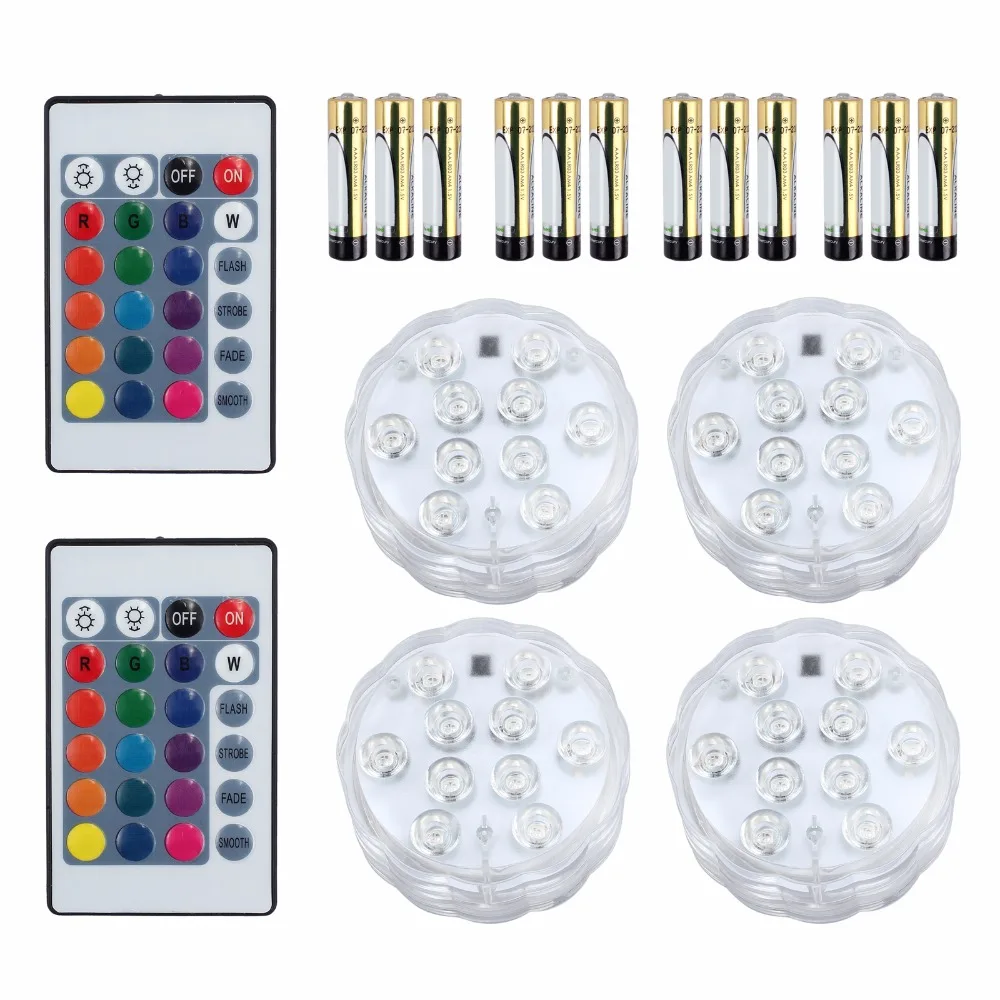 TANiCE 4 шт. пульт дистанционного управления RGB погружные огни 10 SMD5050 светодиоды для
