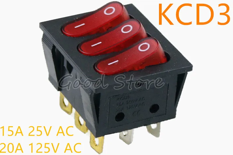 KCD3 9 контактный красный 15 А 250 в 20 125 В переменного тока 1 шт. ВКЛ./ВЫКЛ. для лодки