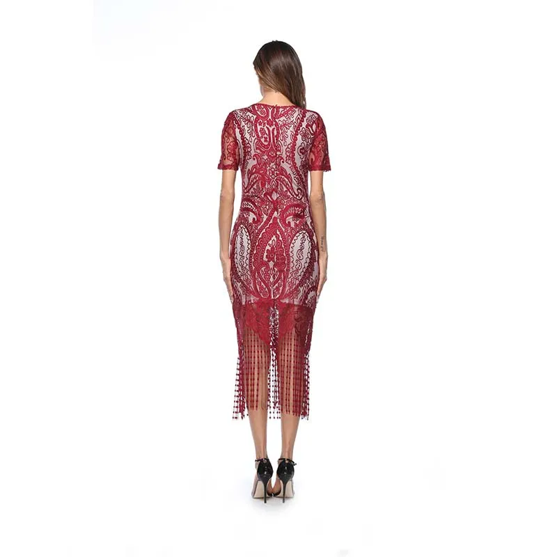 WHZHM Vestidos вечерние платье кисточкой Sukienka лето лоскутное глубокий v образным