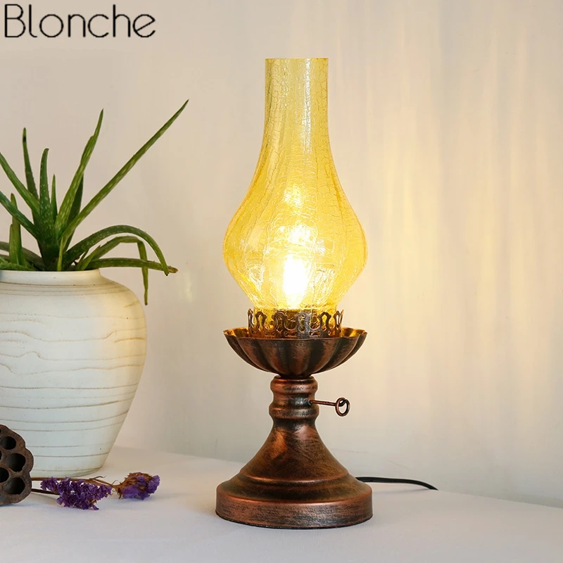 

Vintage Kerosene Table Lamps for Living Room Bedroom Light Glass Lamp Shades Desk Lighting Fixtures Loft Industrial Home Decor