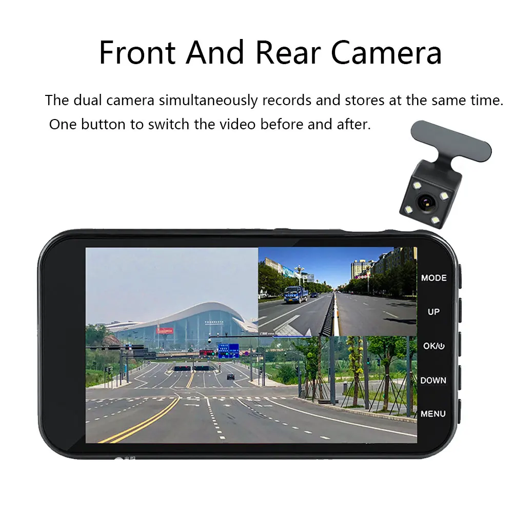 Podofo 4 ''Dashcam двойной объектив Автомобильный видеорегистратор Камера FHD 1080P ips экран ночного видения видео dvr рекордер видеокамера с камерой заднего вида