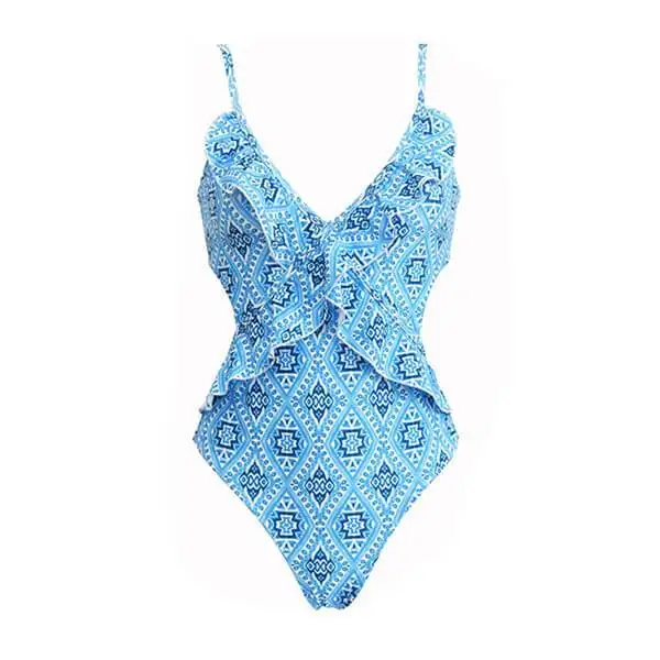 Слитный купальник с оборками женский купальный костюм бандажный монокини