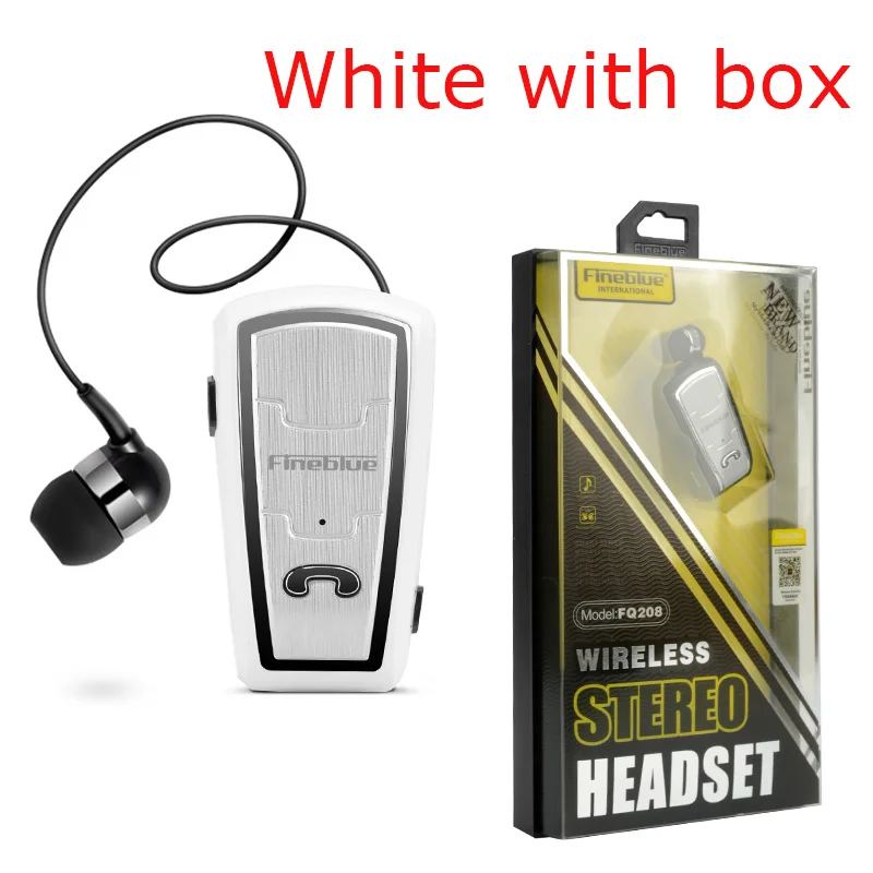 White with box Fineblue FQ208 Bluetooth 4,0 Мини наушники стерео беспроводной клип для IOS телефона Android шумоподавления - Цвет: White with box