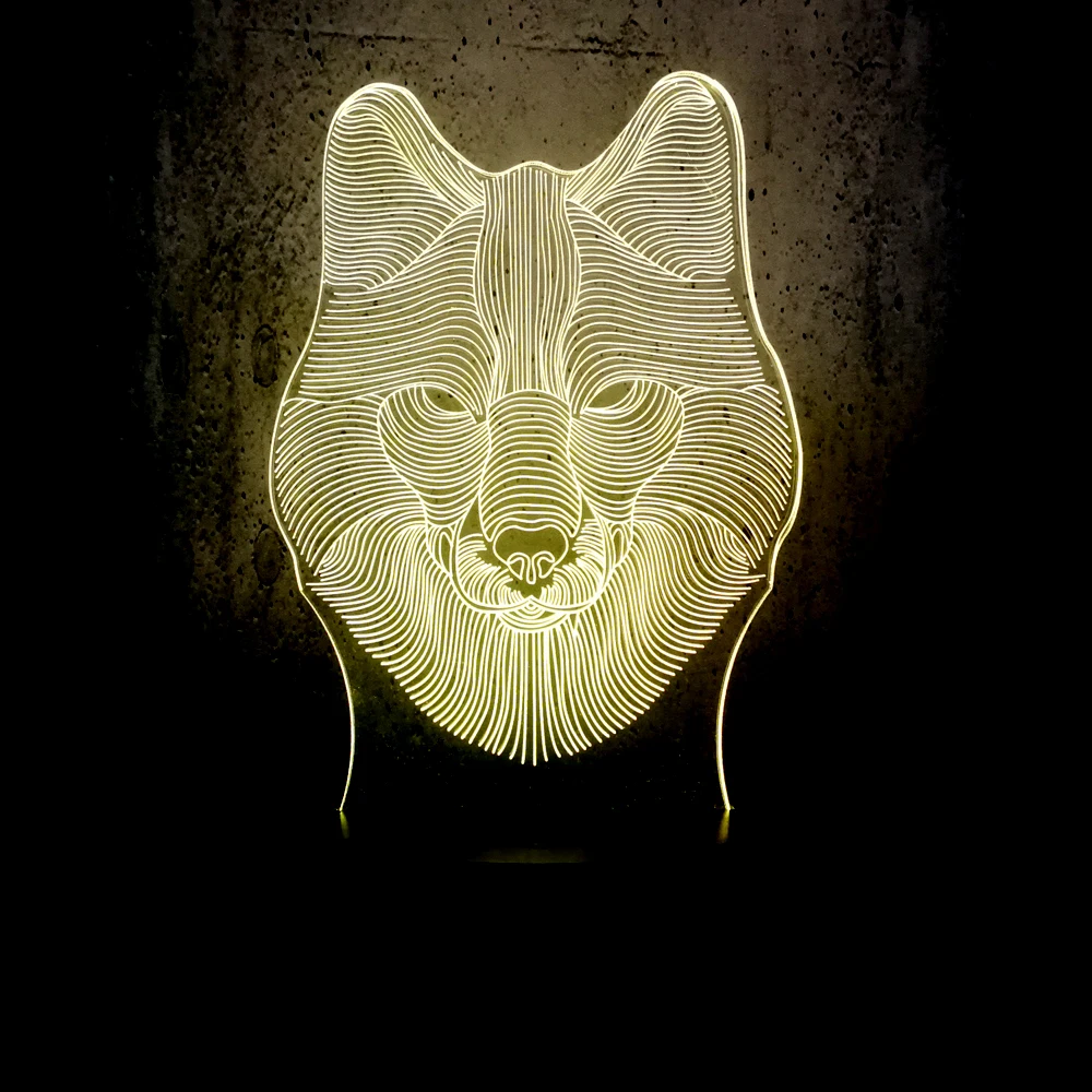 NEW Animal Wolf Heard 3D Lamp Night USB LED Lighting Mulitcolor Holiday Souvenirs Luminaria Kids Toy Table Touch Mood luminaria | Лампы и