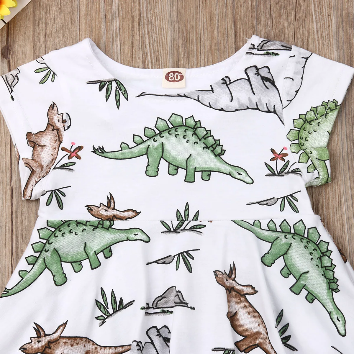 2019 платье с рисунком динозавра для маленьких девочек Летние вечерние платья