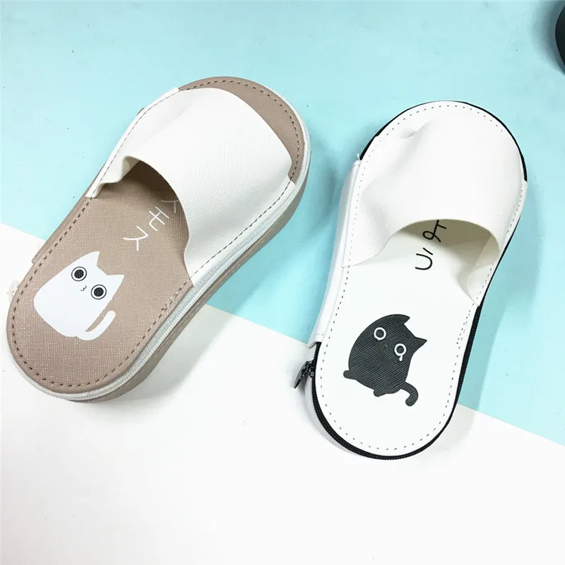 Классический Черный и белый милый Кот Карандаш сумка Kawaii тапочки Форма мешок