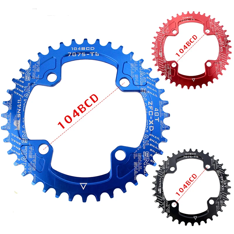 SNAIL 7075 T6 MTB Bike Circle шатунная пластина 104BCD Crank Round 38T 40T 42T Chainwheel Bike|bike chainring|narrow widenarrow wide