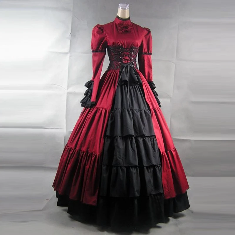 Women victorian Vintage lolita dress Ladies evening party bandage lace Pleated gothic dress lolita costume custom made