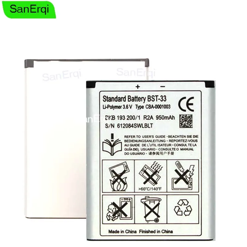 BST 33 батарея для телефона Sony Ericsson K530 K550 K630 K660i K790 K790i K800 K800i K810 K810i SanErqi|Аккумуляторы