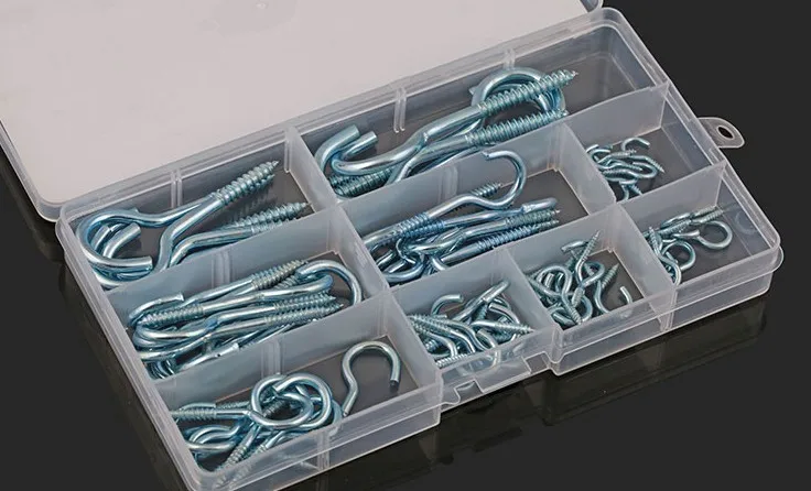 

80pcs/lot0# 1# 2# 3# 4# 5#6#-14#plating blue zinc eyepins eye screws ceiling lamp open end eye screw kit assortment set box736