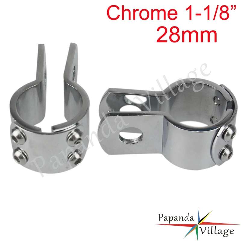 1-1/"& 1-1/4"& 1-1/" хромированные мотоциклетные подножки монтажные зажимы защита двигателя Крушение Бар подножка колышки зажимы для Harley - Цвет: Chrome 28mm