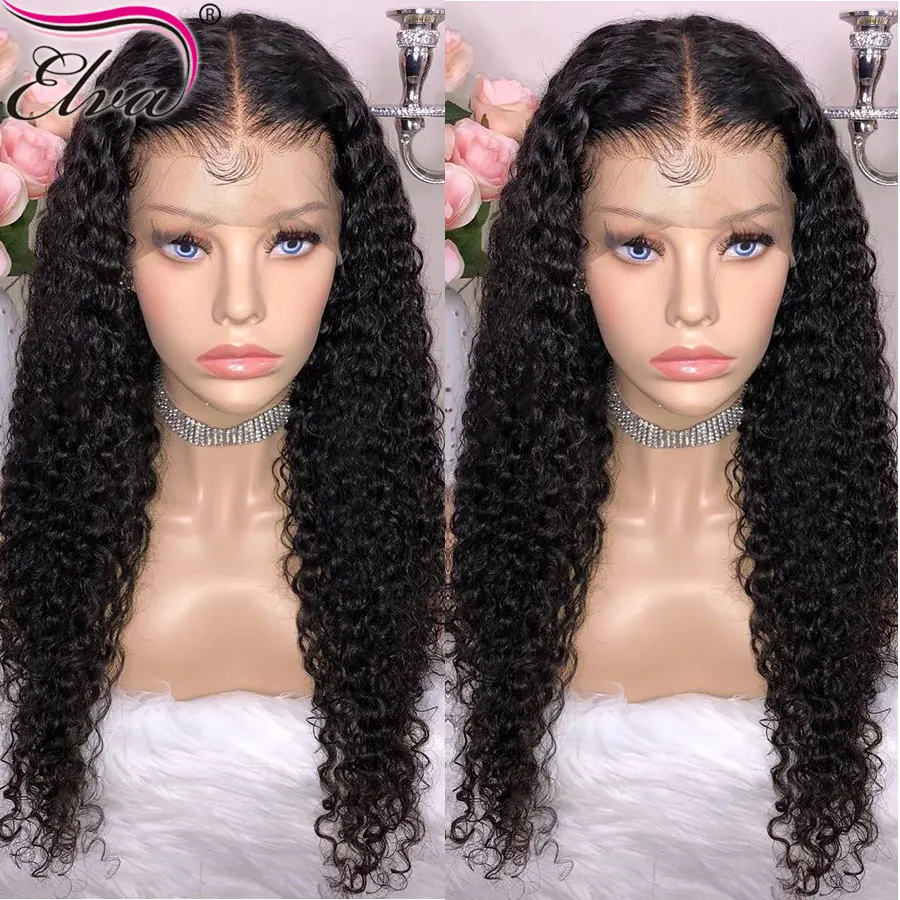 ELVA HAIR 360 Шнурковый парик с волосами из человеческого волоса с кудрями Baby Pre Plucked Front для черных женщин бразильского Реми.