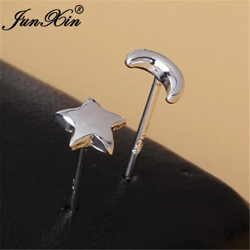 Серьги гвоздики JUNXIN в форме звезды и Луны 0009|moon stud earring|stud earringsstar and moon |