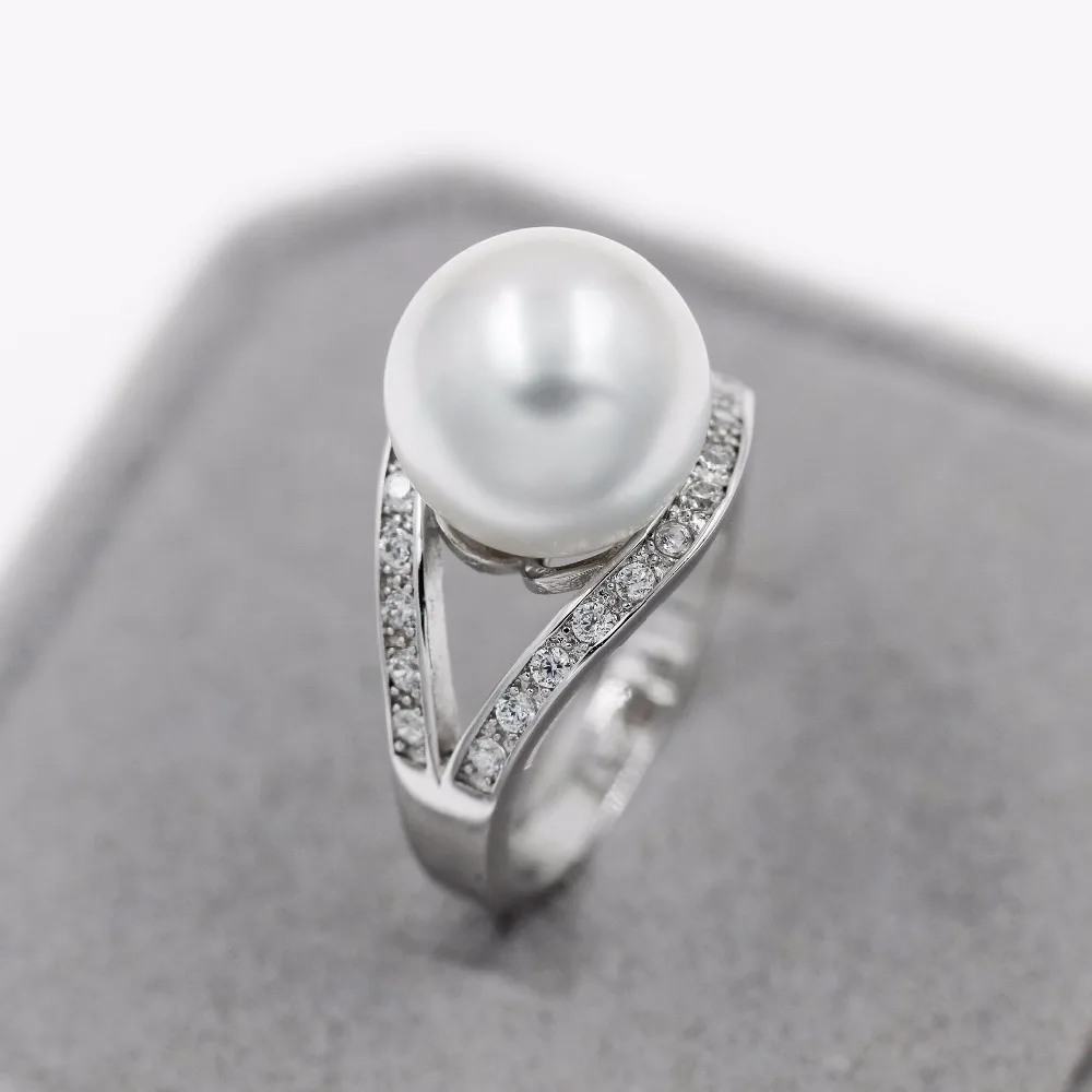 Обручальное Белый красные Черные Имитация Pearl Ring Свадебные серебряные кольца для