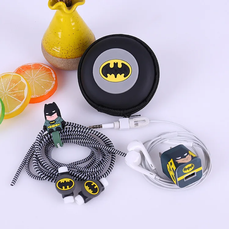 Новый мультяшный USB кабель для защиты наушников набор с намоткой кабеля Наклейки Спиральный шнур протектор