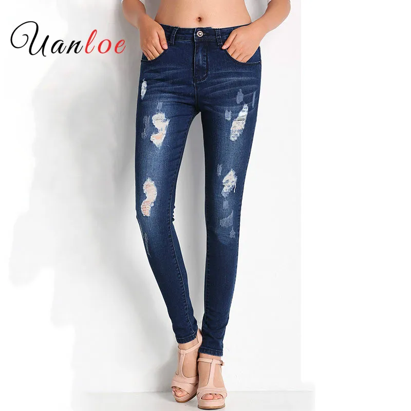 Женские джинсы со средней талией потертые Синие рваные 2019|jeans for women|pants jeansjeans fashion |
