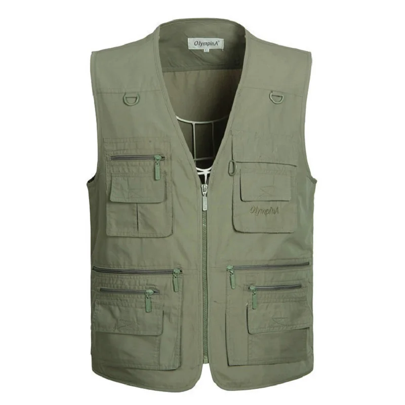 

2019 New Large Size 5Xl Mens Army Casual Vests With Many Pockets Male Sleeveless Fashion Waistcoats Plus Size XL-5Xl