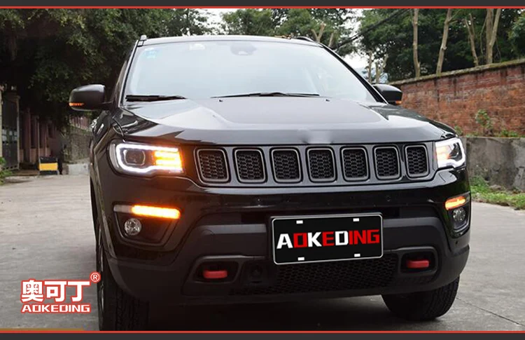 AKD тюнинг Автомобильные фары для Jeep Compass светодиодные фары DRL ходовые огни Биксеноновые Противотуманные фары ангельские глазки авто уровень