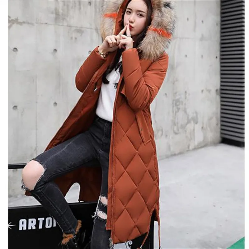 

2018 High Quality Down Cotton Winter Coat Women High end Clothing Fashion Big fur Collar Loose Jackets Female Warm Parka A0640
