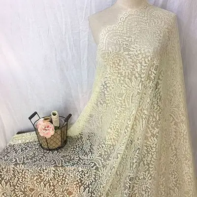 Ivory width 150cm Красивые ресницы свадебные кружевные ткани ручной работы материал вечернее платье одежда ткань ширина 150 см 3 м/шт - Цвет: Ivory width 150cm