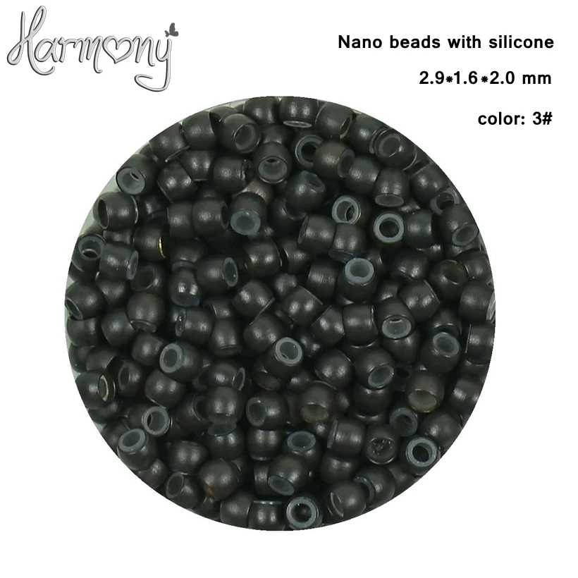 Free shipping!! (7000pcs 2.9*1.6*2.0 3# dark brown)  silicone nano rings, nano rings beads with silicone lined