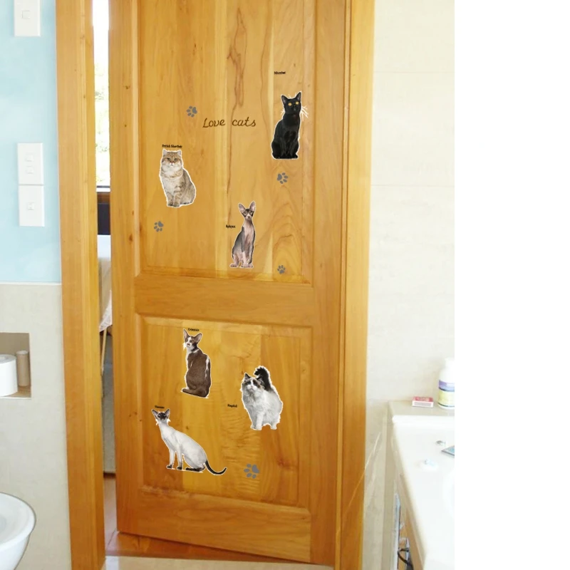 С вышивкой в виде котов DIY Спальня Гостиная Ванная комната съемные самоклеящиеся