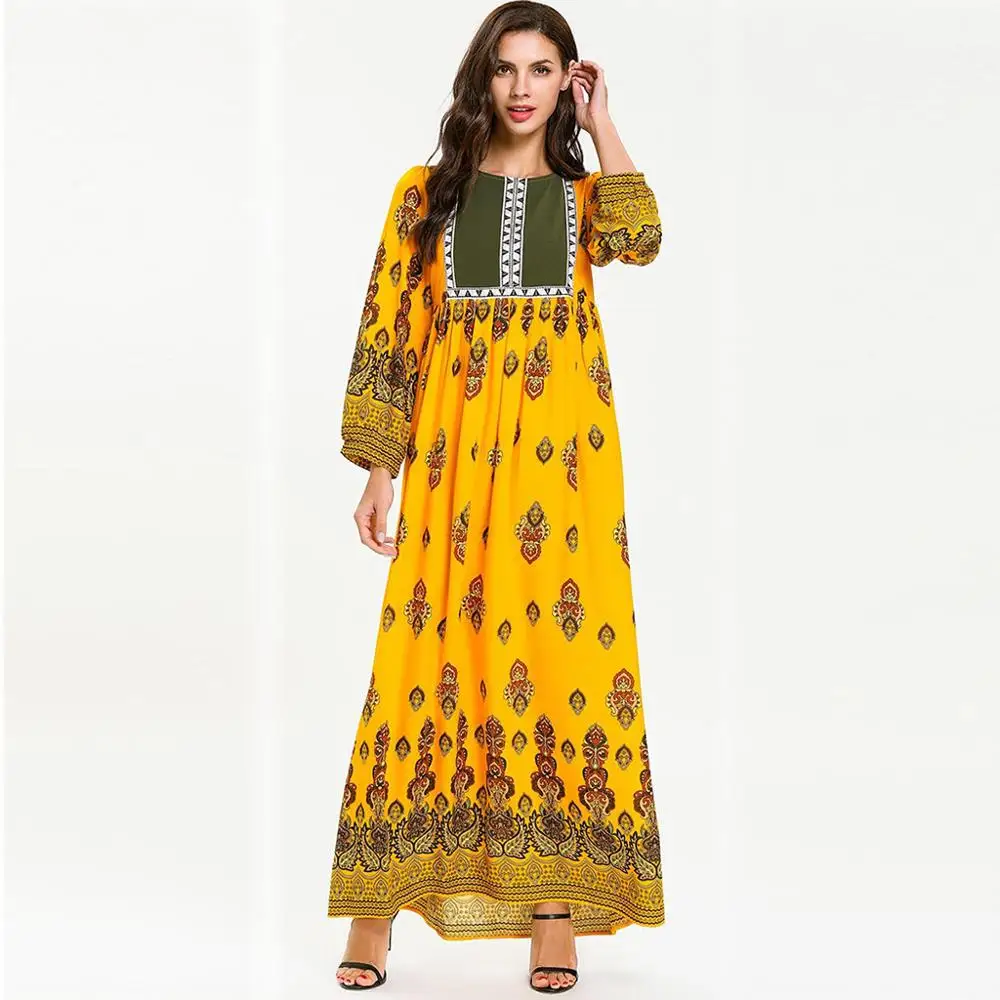 Мусульманское женское платье с принтом caftan marocain jurken Islamic Abaya Jilbab Cocktail Ramadan Arab Hijab