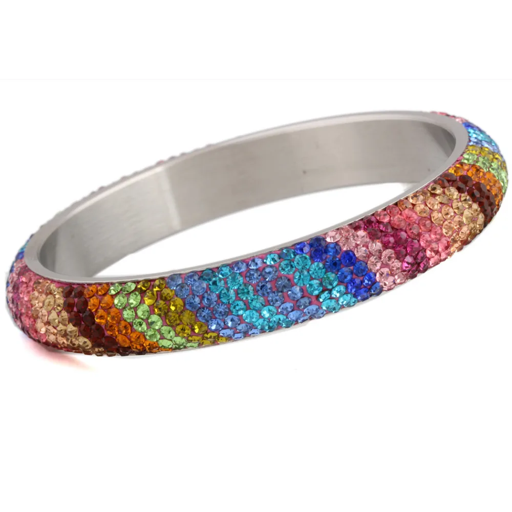 

7 Row Crystal Pave Stainless Steel Bracelets bangles For Women