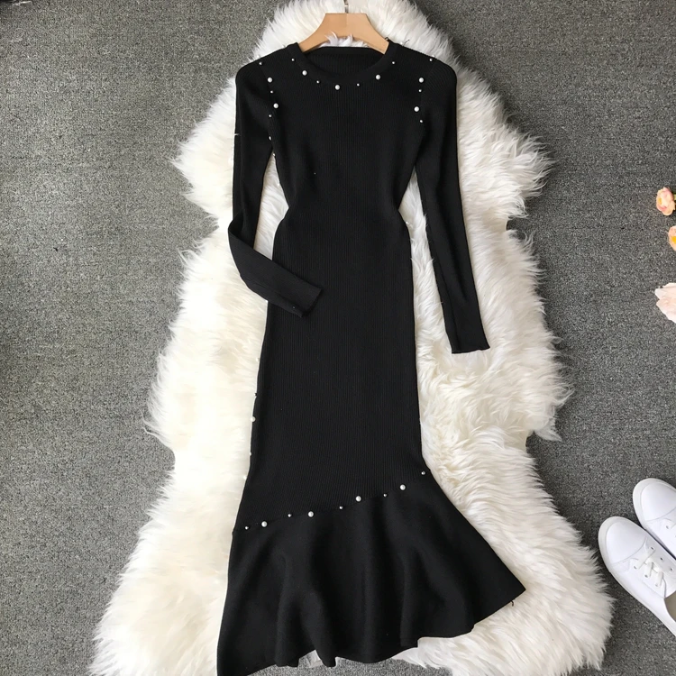 ALPHALMODA 2018 осенне зимнее женское милое платье с бусинами и русалочкой пуловеры